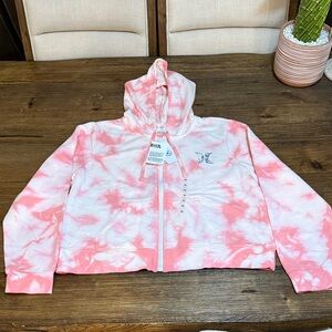 Hurley Pink and White Tie-Dye Kids Hoodie